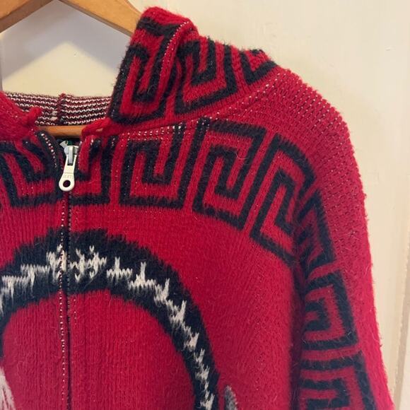 Vintage  wool sweater coat w hood dream catcher full zip in Sz Xl! - Picture 3 of 10